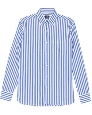 Truzzi Vertical-Stripe Button-Down Shirt - Blue