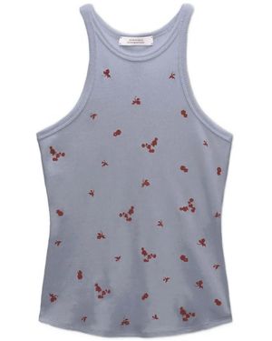 Dorothee Schumacher Seduction Embroidered Ribbed Tank Top - Blue