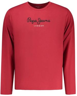 Pepe Jeans Logo-Printed Long-Sleeved T-Shirt - Red