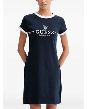 Guess Embroidered Logo Dress - Blue