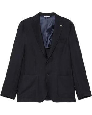 Manuel Ritz Notched-Lapels Single-Breasted Blazer - Blue