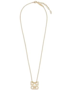 Ferragamo Logo-Pendant Necklace - White