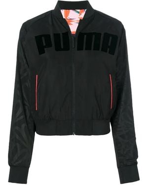 PUMA Reversible Logo-Print Bomber Jacket - Black