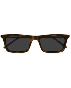 Saint Laurent Betty Thin Rectangle-Frame Sunglasses - Black