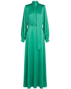 Danamé Robe Longue À Col Noué Et Manches Longues - Green