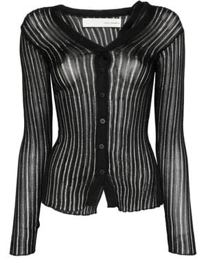 Isabel Benenato Gerippter Cardigan Mit Sheer-Effekt - Schwarz