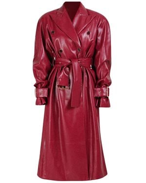 ROWEN ROSE Cappotto Doppiopetto Con Cintura - Rosso