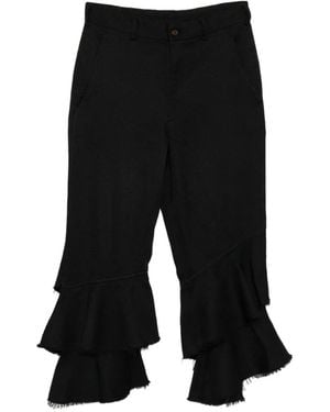 COMME DES GARÇON BLACK Ruffled Frayed-Edge Pants - Black