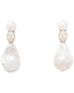 Completedworks Pendientes Con Detalle De Perlas Artificiales - Blanco