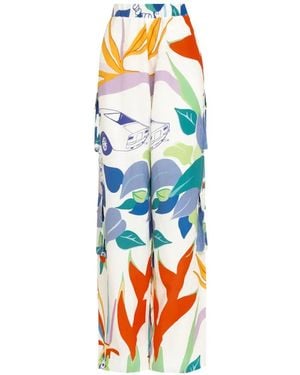 Amir Slama Pantalones Cargo Estampados - Blanco