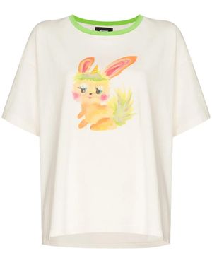 we11done Bunny-Print Crew-Neck T-Shirt - Multicolor