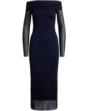 Ralph Lauren Audria Off-The-Shoulder Layered Midi Dress - Blue