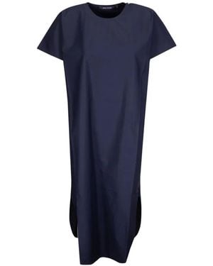 Sofie D'Hoore Crew Neck Curved Hem Midi Dress - Blue