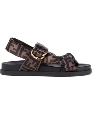 Fendi Feel Ff Logo Sandals - Brown