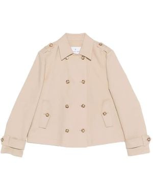 Manuel Ritz Double-Breasted Epaulette Jacket - Natural