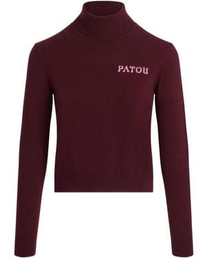 Patou Intarsia Turtleneck Jumper - Purple