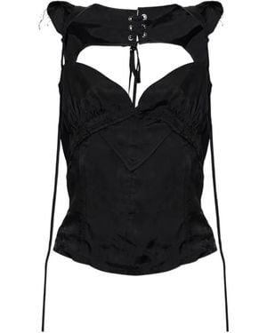 KNWLS Beth Lace-Up Top - Black