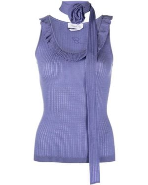 Blumarine ポインテールニット スカーフ トップ - パープル