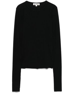 ÉTERNE Long-Sleeve Fitted Top - Black