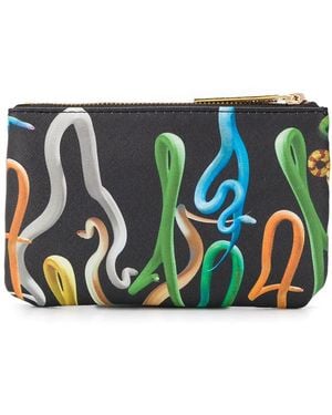 Seletti Trousse De Maquillage À Effet Peau De Serpent - Vert