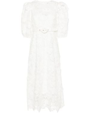 Zimmermann Halliday Lace Flower Midi Dress - White