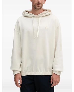 BOSS Logo-Embroidered Drawstring Hoodie - White