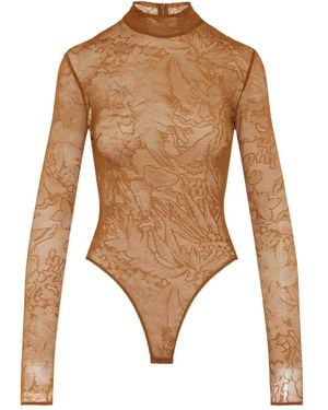 David Koma Body À Fleurs En Dentelle - Marron