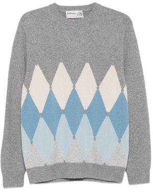 Ballantyne Argyle-Pattern Sweater - Gray