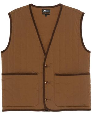 A.P.C. Chaleco acolchado con cuello en V - Marrón