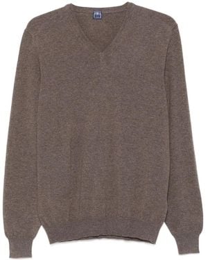 Fedeli V-Neck Jumper - Brown