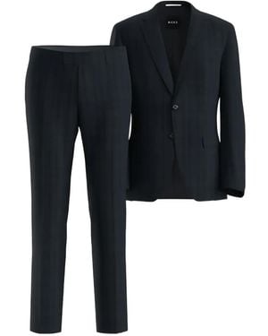 BOSS Check-Pattern Wool Suit - Black
