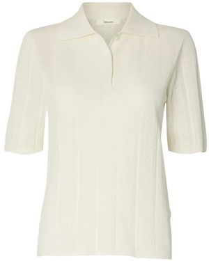 SELECTED Pointelle-Knit Polo Shirt - White