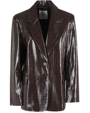 Isabelle Blanche Crocodile-Effect Blazer - Black