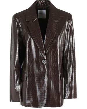 Isabelle Blanche Crocodile-Effect Blazer - Black