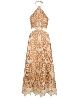 Johanna Ortiz Morning Groove Floral Midi Dress - Metallic