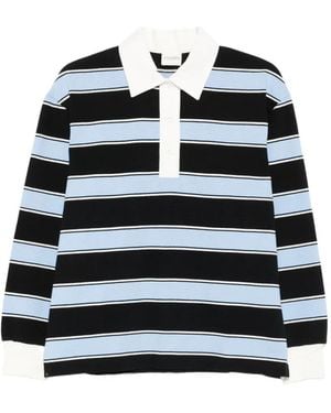 Closed Striped Polo Top - Black
