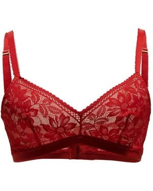 Wolford Floral-Lace Triangle Bra - Red