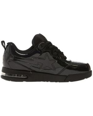 A Bathing Ape Flip Sta 1 Patent-Finish Trainers - Black