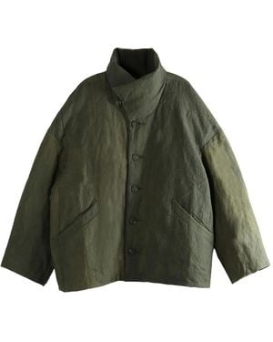 Ziggy Chen Buttoned Funnel-Neck Jacket - Green