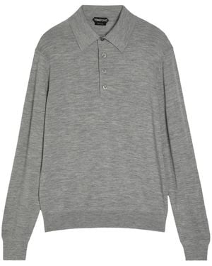Tom Ford Polo A Maniche Lunghe - Grigio