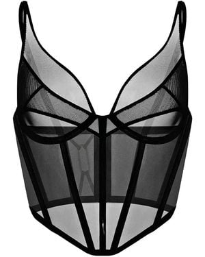 Zhilyova Mesh Panelled Corset - Black