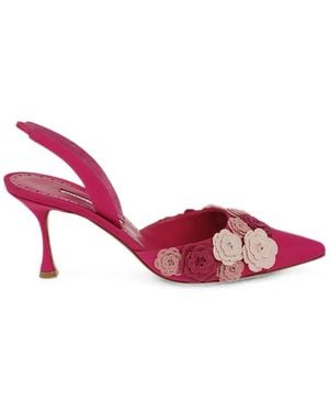 Manolo Blahnik Svemutasli Floral-Embellished Slingback Court Shoes - Pink