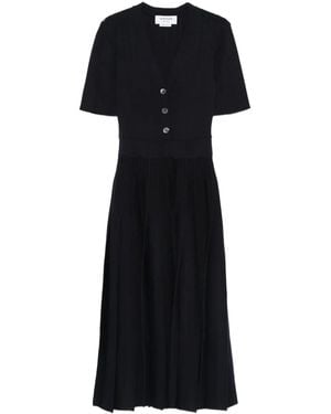 Thom Browne Button-Pleated Maxi Dress - Black