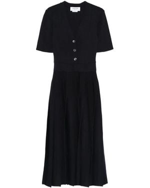 Thom Browne Geknöpftes Maxikleid mit Falten - Schwarz