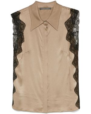 Alberta Ferretti Lace-Panel Shirt - Natural