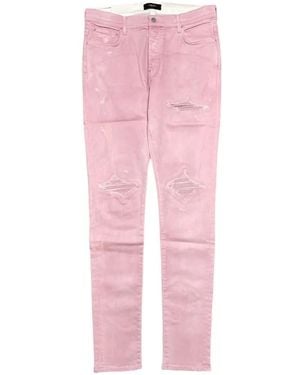 Amiri Distressed Straight-Leg Jeans - Pink