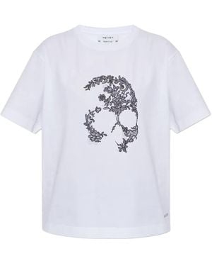 McQueen Lace-Skull T-Shirt - White