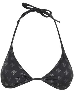 Max Mara Logo-Print Triangle Bikini Top - Black
