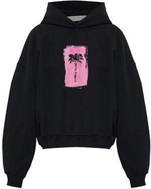 Palm Angels Palm-Print Hoodie - Black