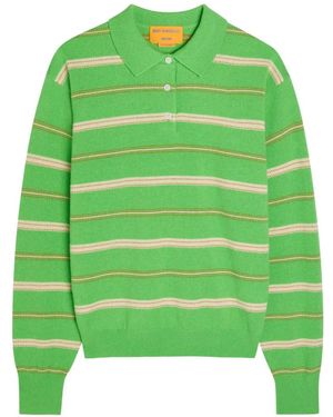 Guest In Residence Collegiate striped cashmere polo jumper - Grün